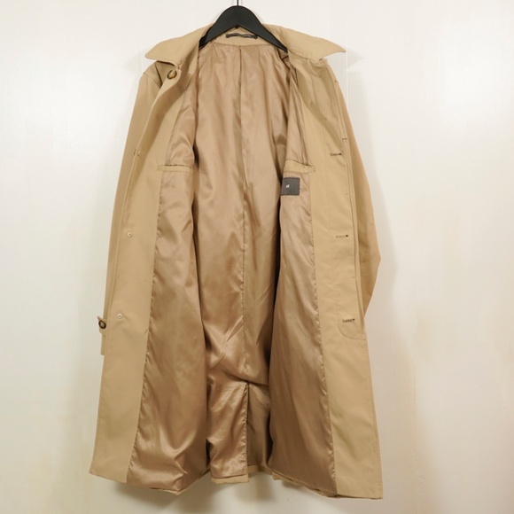 H&M Men’s Trench Car Coat 42R Tan Long Overcoat Collared Winter Jacket - Picture 4 of 11